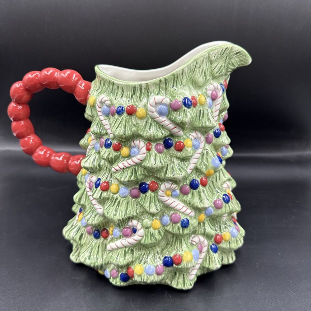 Christopher Radko Christmas Tree Pitcher Holiday Celebrations 9" tall